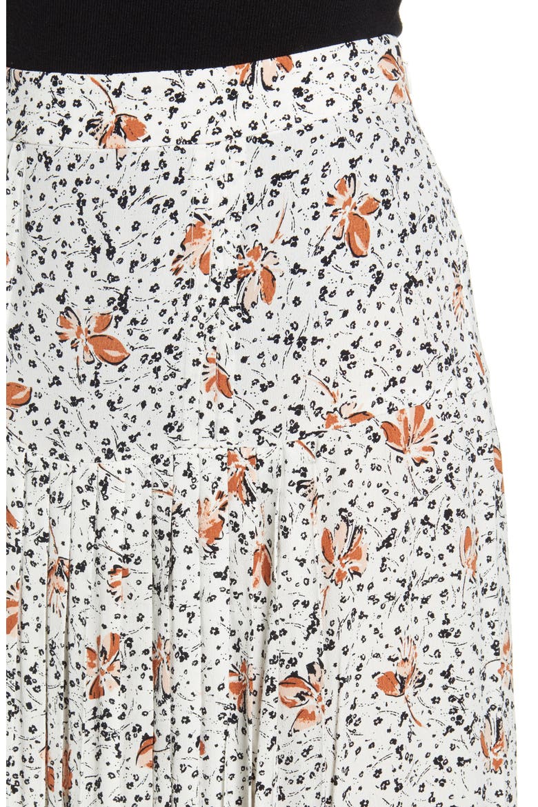 Pleated Midi Skirt, Alternate, color, IVORY DITSY DAISY