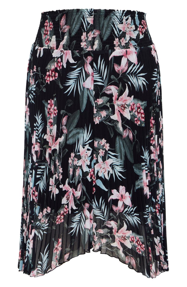 City Chic Natalie Print Pleat Handkerchief Hem Midi Skirt, Alternate, color, 