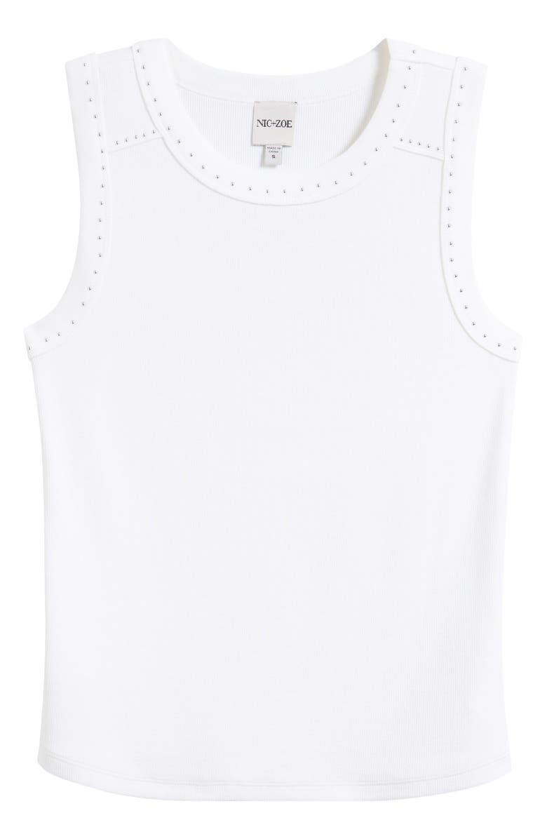 NIC+ZOE Perfect Studded Cotton Blend Rib Tank, Main, color, Paper White