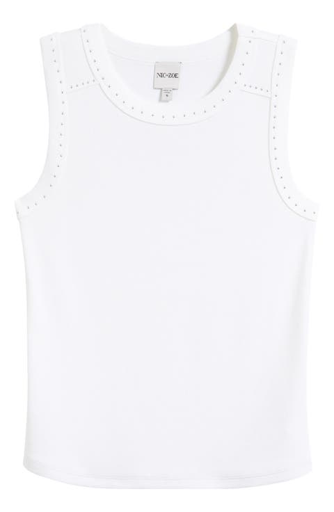 Perfect Studded Cotton Blend Rib Tank