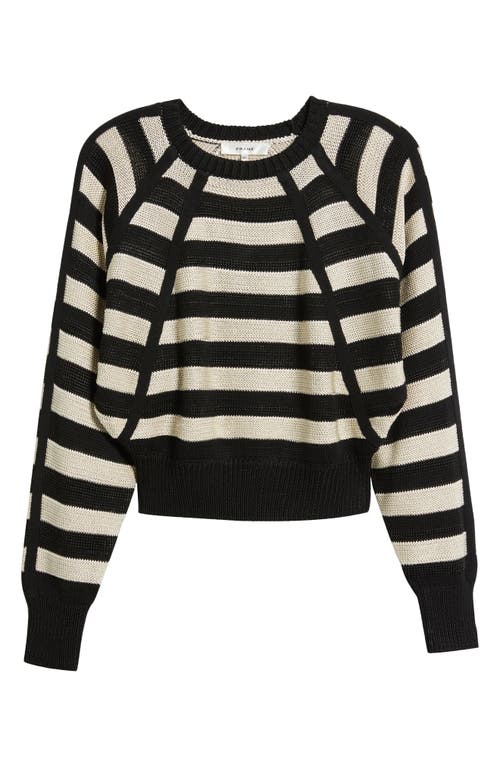 Frame Stripe Raglan Sleeve Crewneck Sweater In Multi