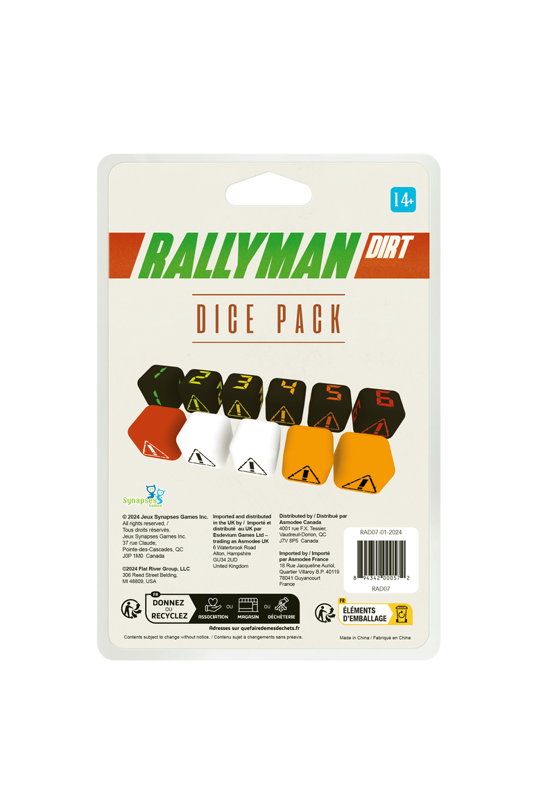 Rallyman Dirt Dice Pack, Strategy Board Game Accessory, Alternate, color, Multicolored