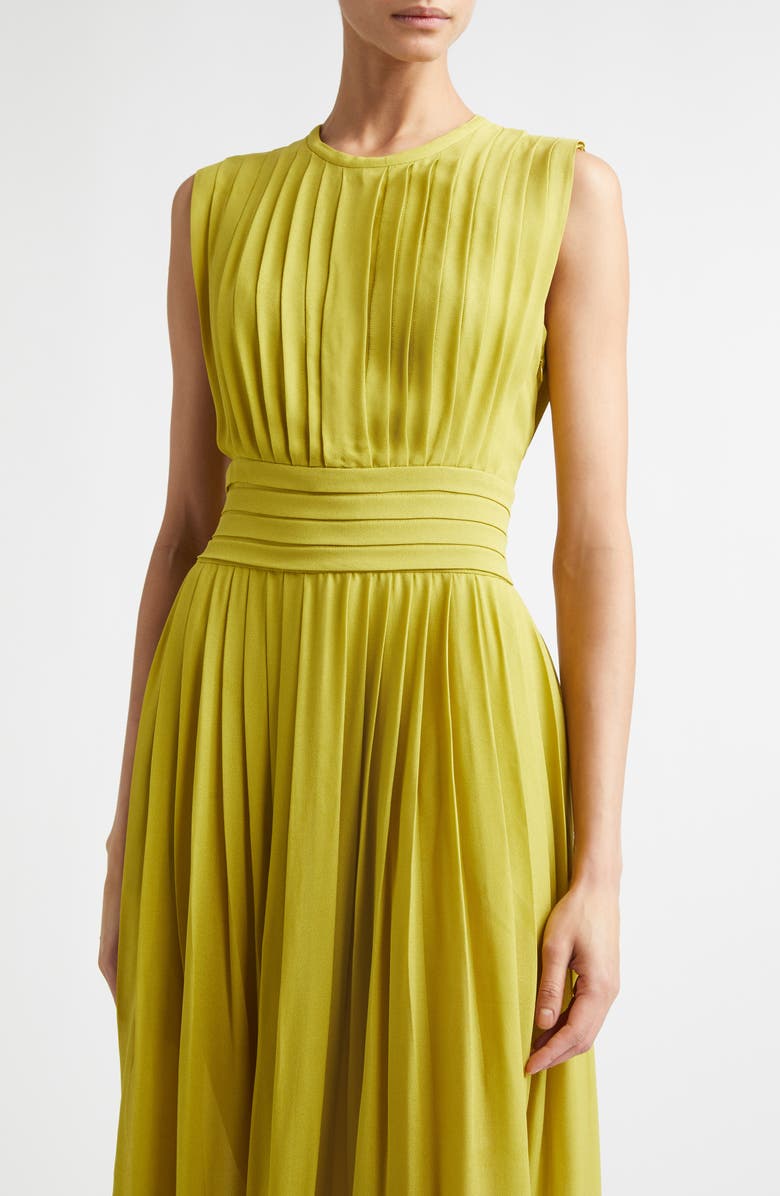 Giambattista Valli Pleated Sleeveless Dress, Alternate, color, Green