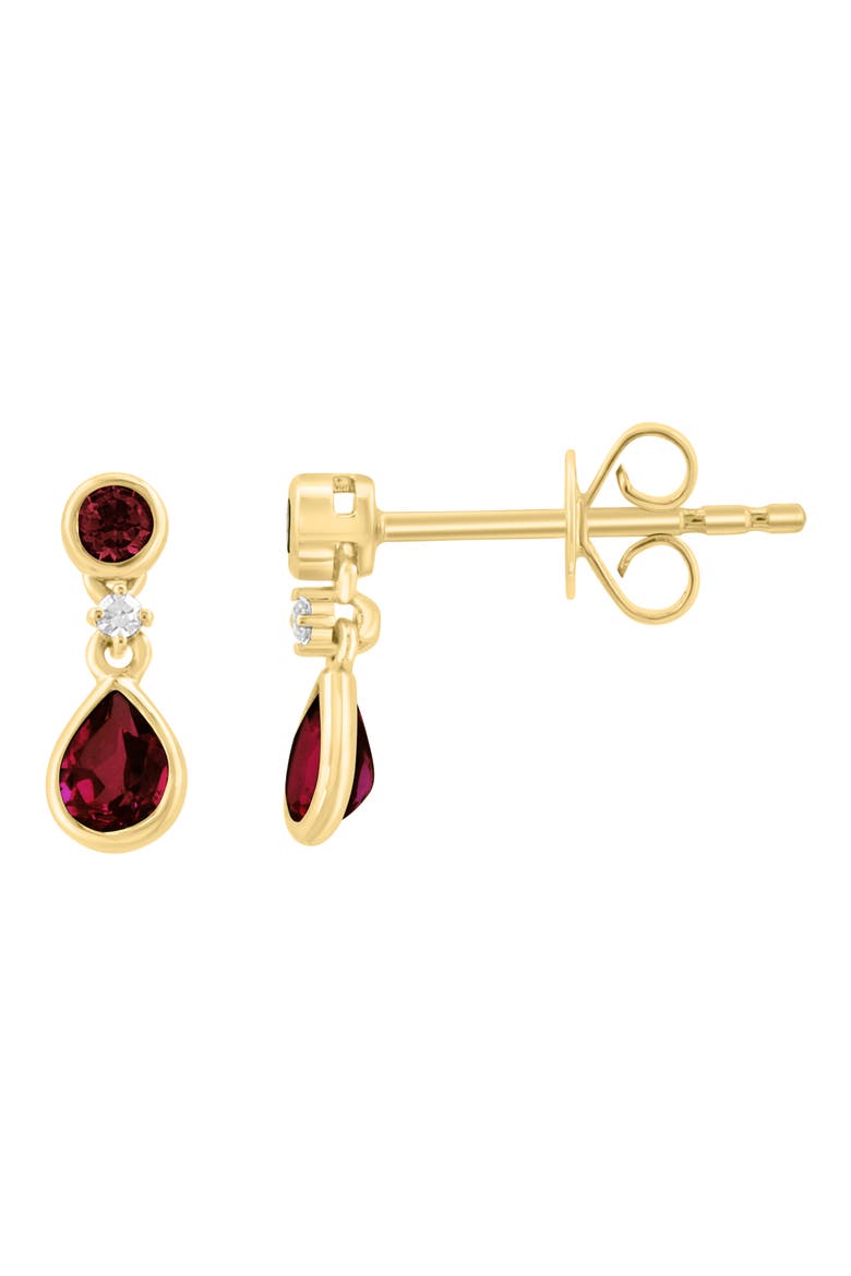 Goldtone Plated Sterling Silver Drop Earrings, Main, color, RED