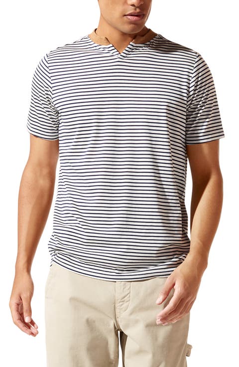 Slim Fit Stripe Razor V-Notch T-Shirt
