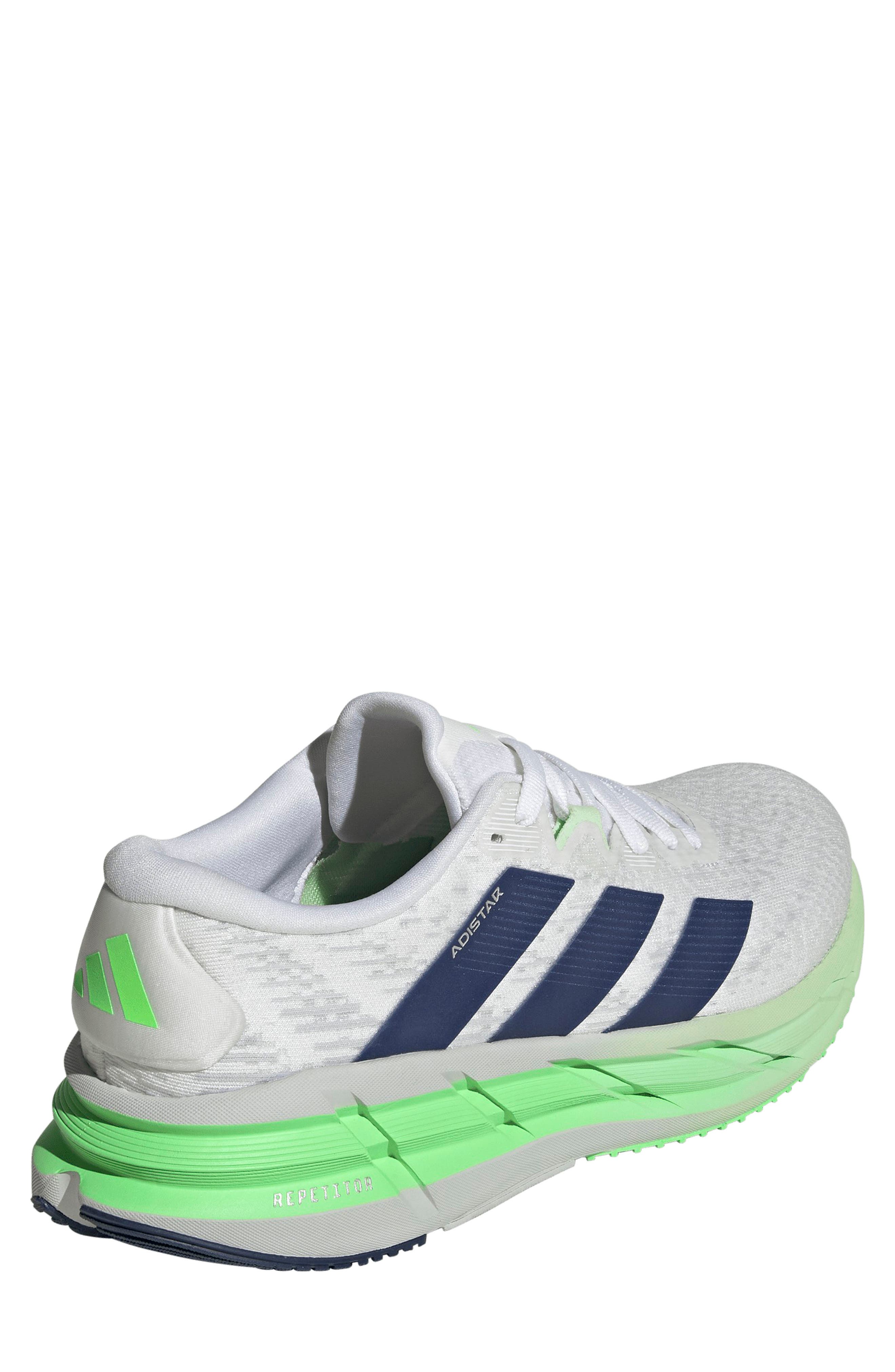 adidas Gender Inclusive Adistar 4 Running Shoe, Alternate, color, White/ Tech Indigo/ Lime Burst