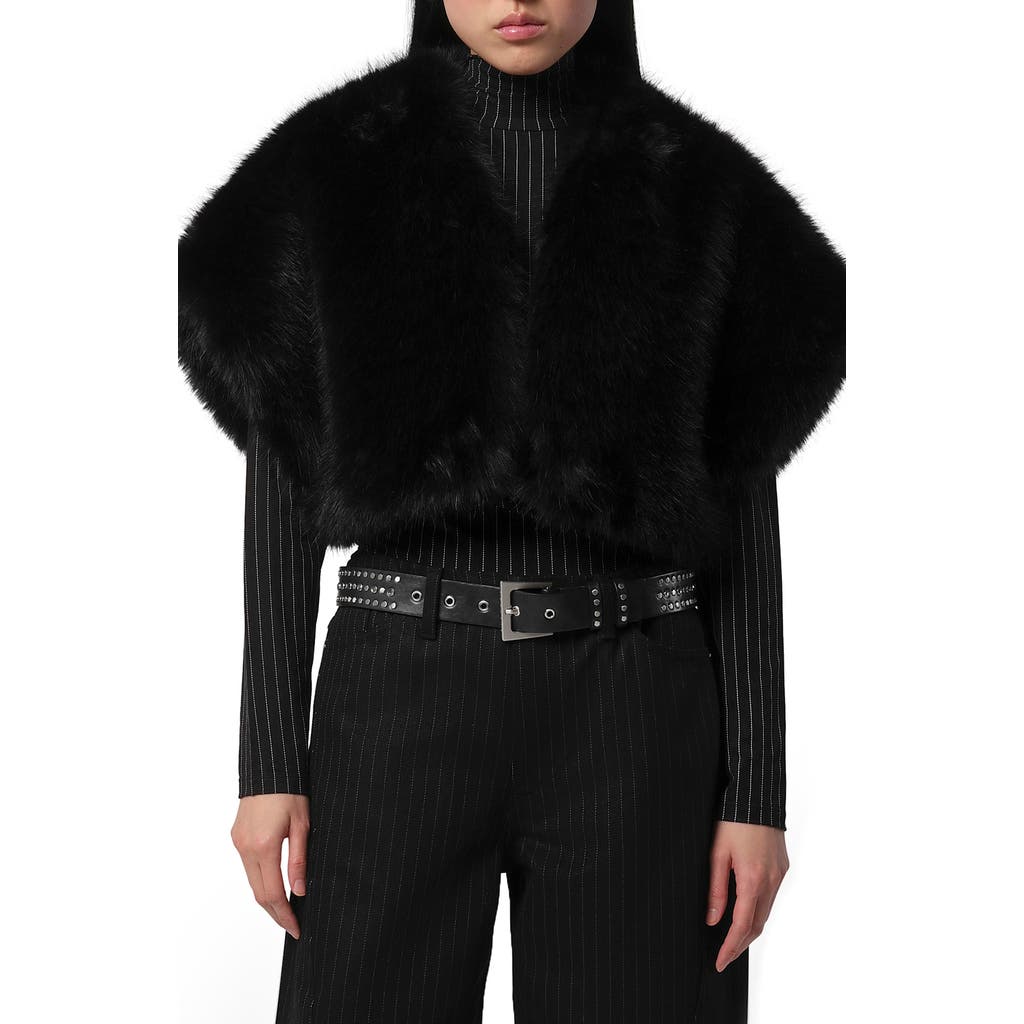 Apparis Devin Faux Sable Fur Shrug In Black