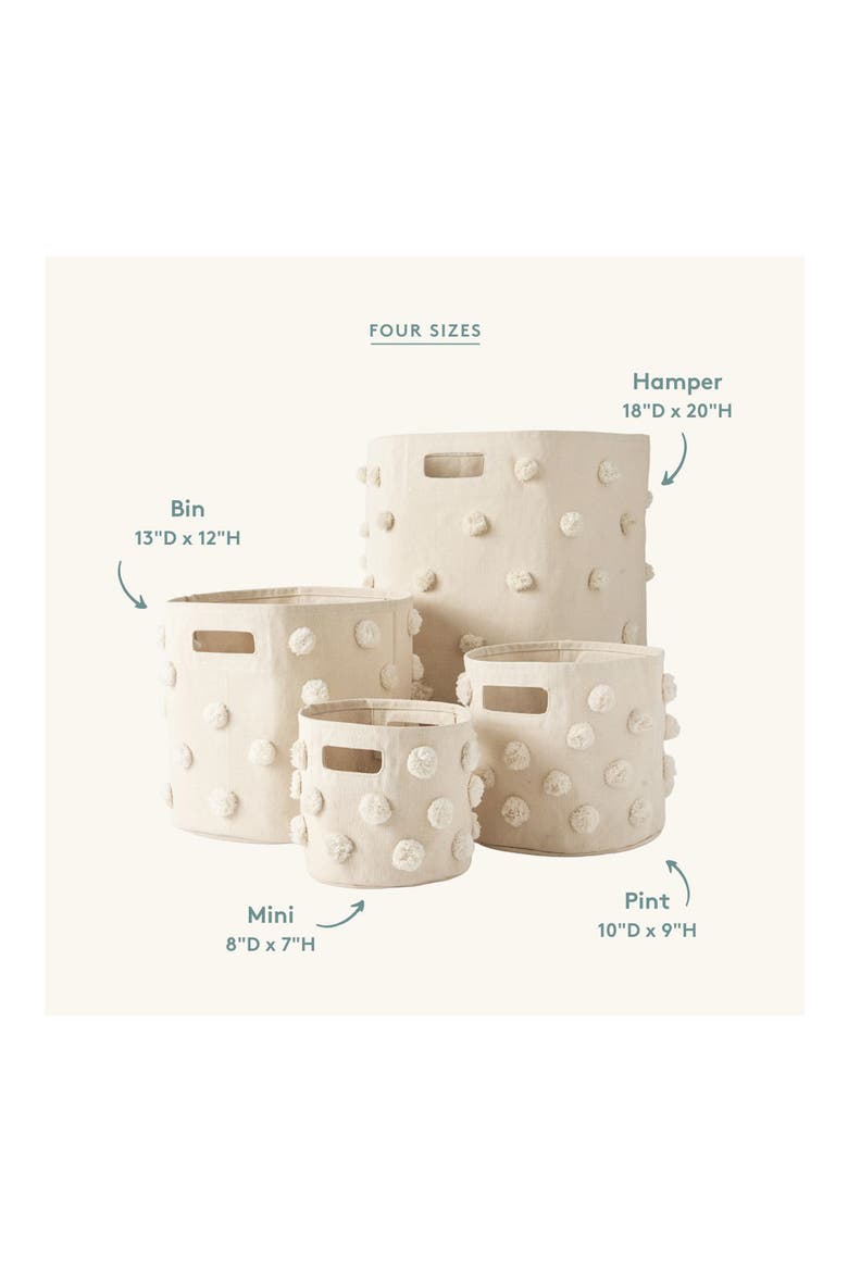 Pompom Canvas Bin, Alternate, color, NATURAL
