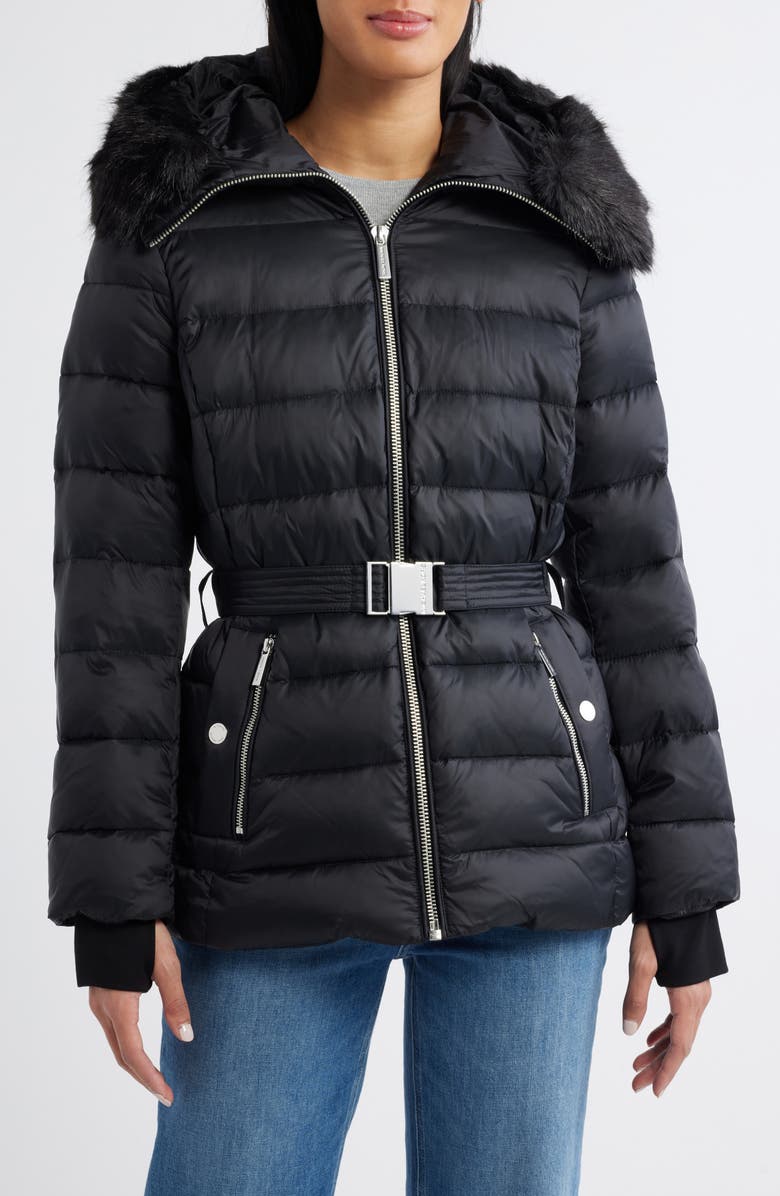 Michael Kors Belted Puffer Jacket, Main, color, 