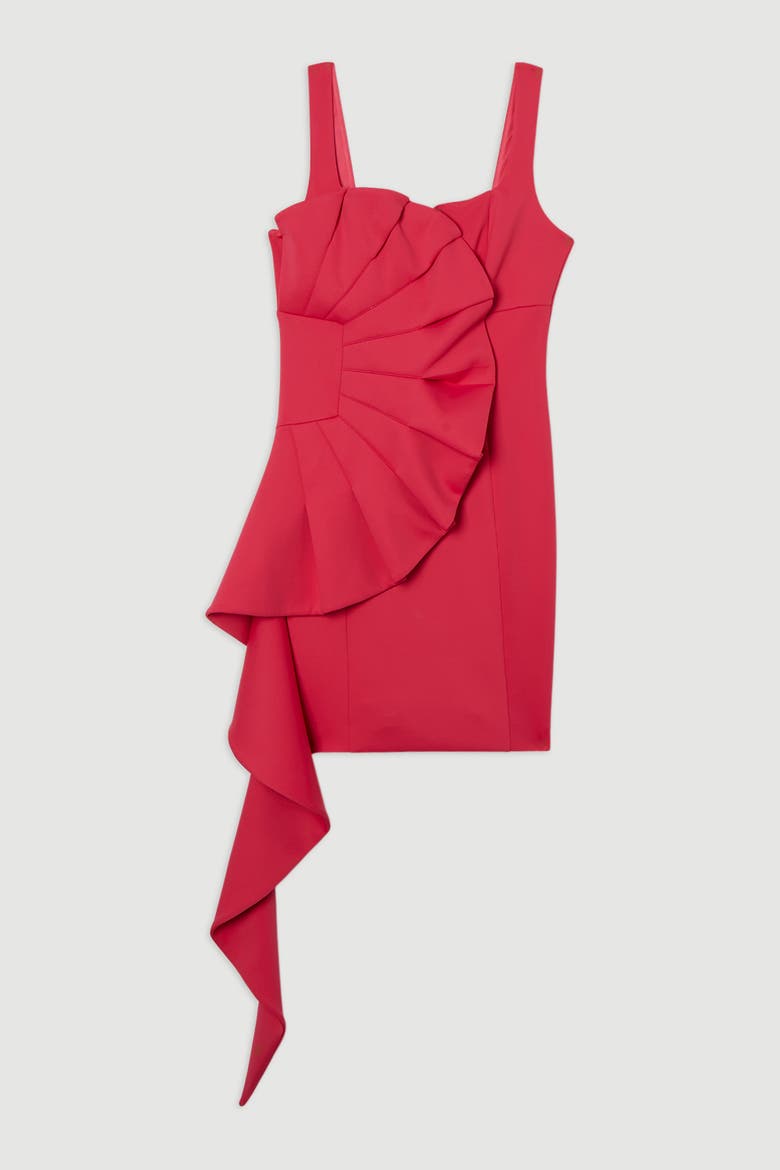 Scuba Drama Ruffle Woven Mini Dress, Alternate, color, Pink