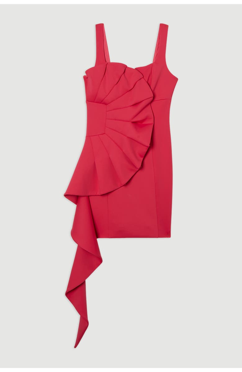 Karen Millen Scuba Drama Ruffle Woven Mini Dress, Alternate, color, Pink