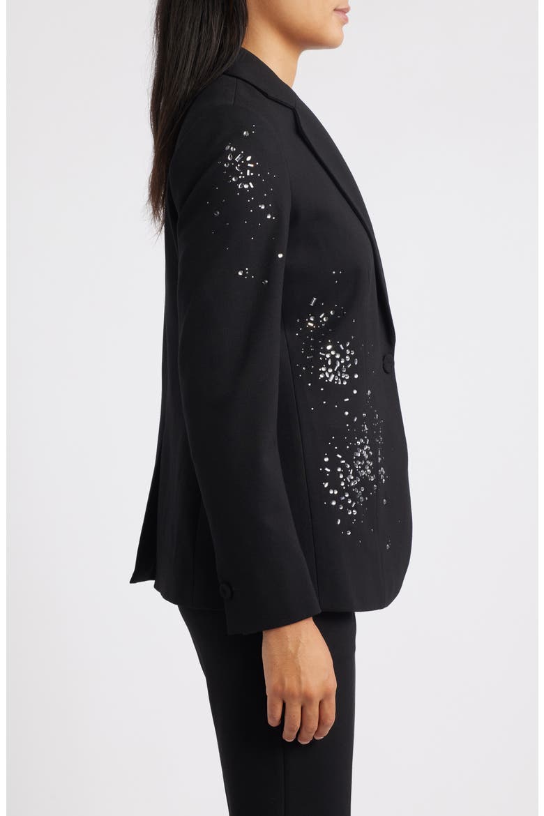 Embellished One-Button Blazer, Alternate, color, ANNE BLACK