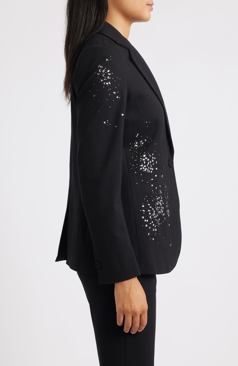 Anne Klein Embellished One-Button Blazer, Alternate, color, Anne Black