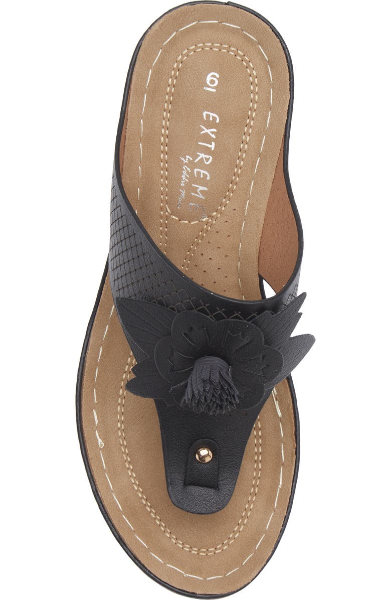EXTREME BY EDDIE MARC Yaz Floral Appliqué T-Strap Sandal, Alternate, color, Black