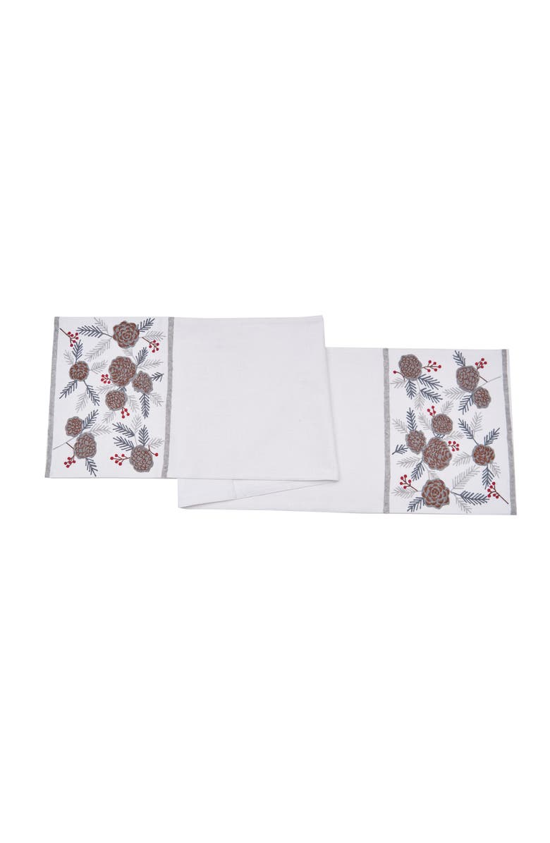 C&F Home Pinecone & Berries Table Runner 14" x 72", Main, color, Brown