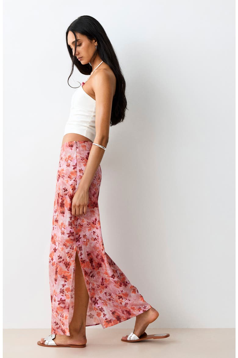 Floral Print Maxi Skirt, Alternate, color, PASTEL PINK