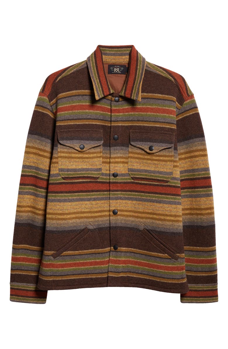 Double RL Stripe Wool Overshirt, Alternate, color,