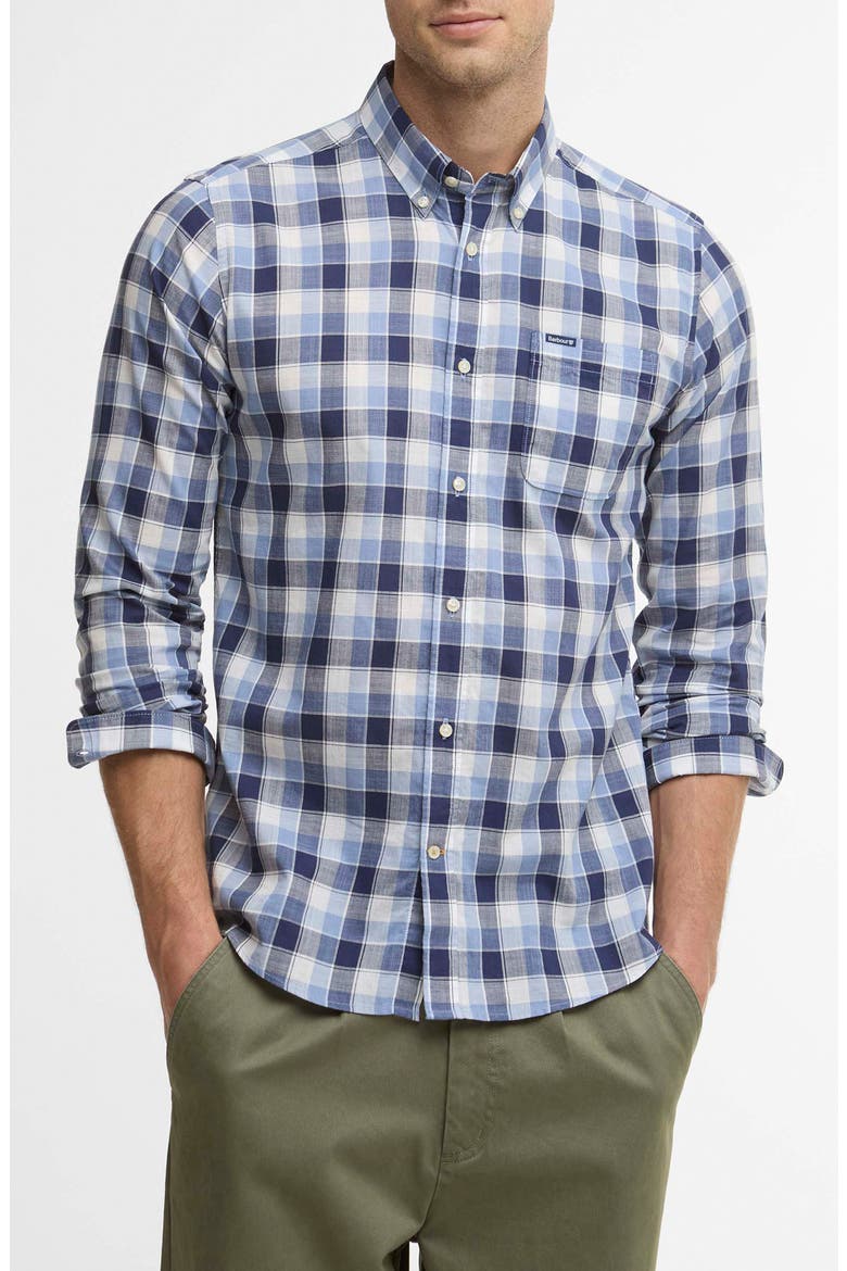 Harwood Gingham Tailored Fit Button Down Shirt, Main, color, BLUE