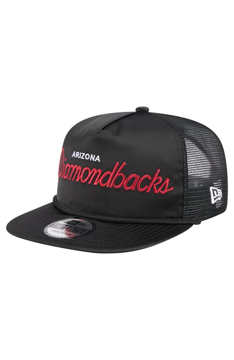 New Era Men's New Era Black Arizona Diamondbacks Retro Satin Script Golfer Adjustable Hat, Main, color, Black