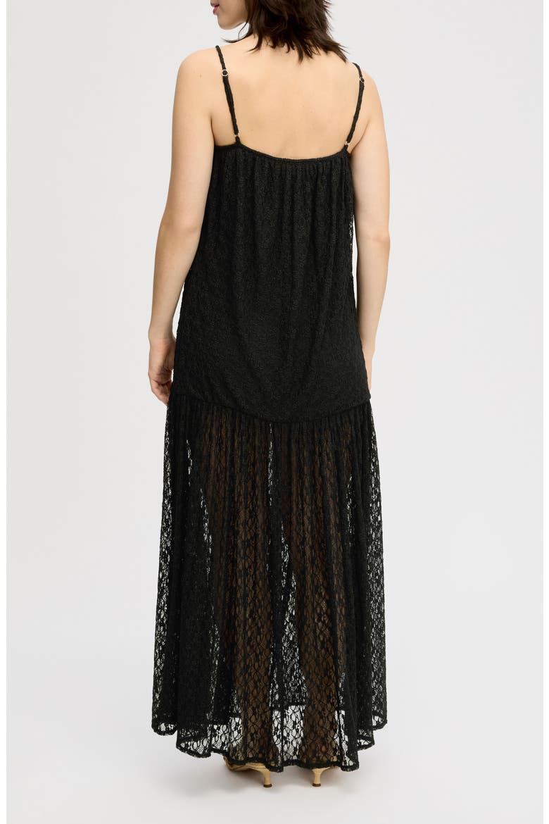 Sleeveless Lace Drop Waist Midi Dress, Alternate, color, TRUE BLACK