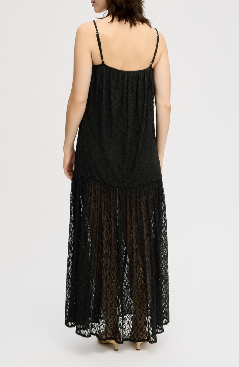 Sam Edelman Sleeveless Lace Drop Waist Midi Dress, Alternate, color, True Black