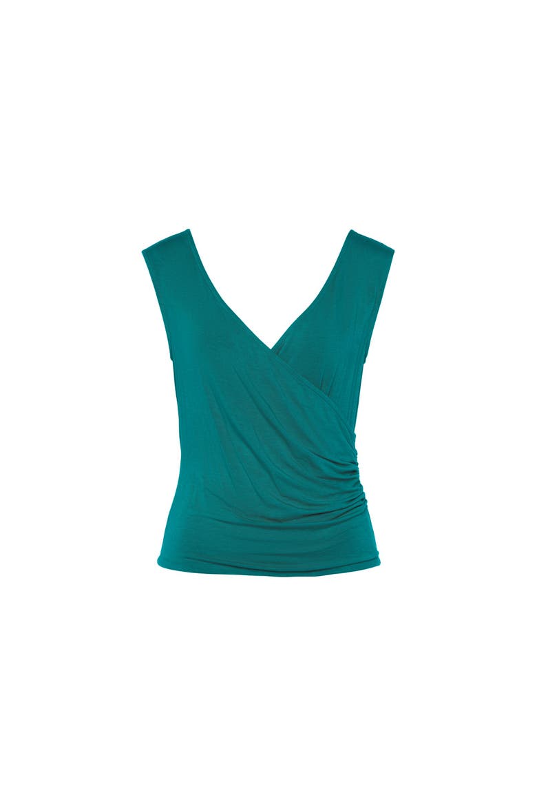 Wrap Look Sleeveless Top, Alternate, color, Teal