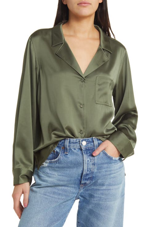 Satin Button-Up Top