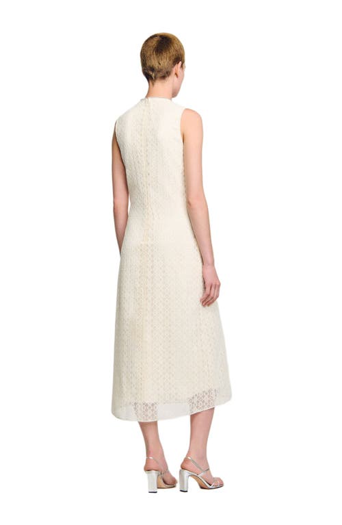 Sandro Lace Keyhole Maxi Dress In Neutral