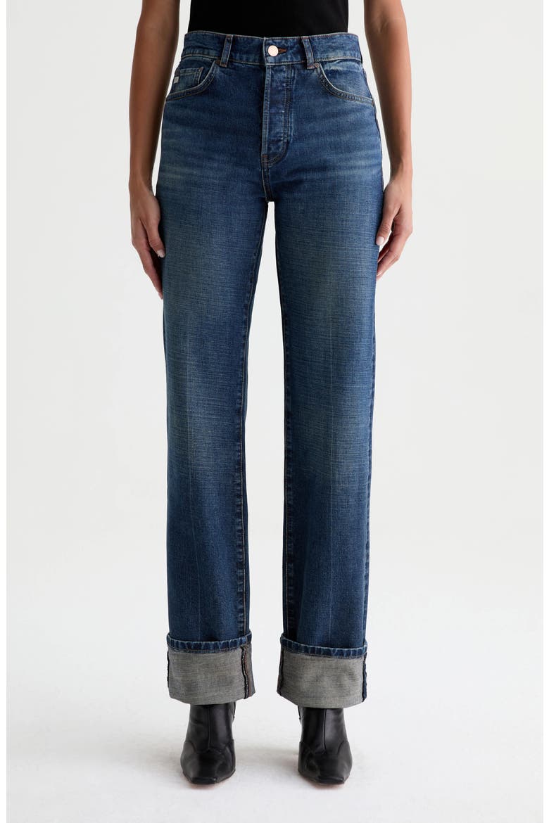 Sydney High Waist Relaxed Straight Leg Jeans, Main, color, INDIGO TONE