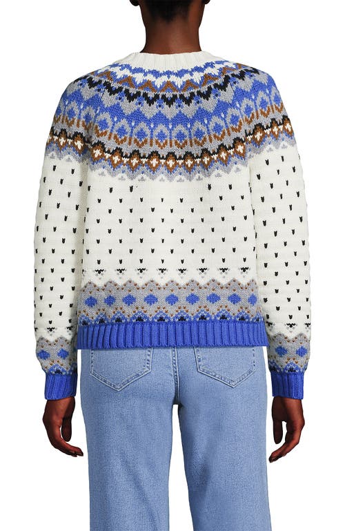 Lands' End Lofty Birdseye Fair Isle Cardigan Sweater In Multi