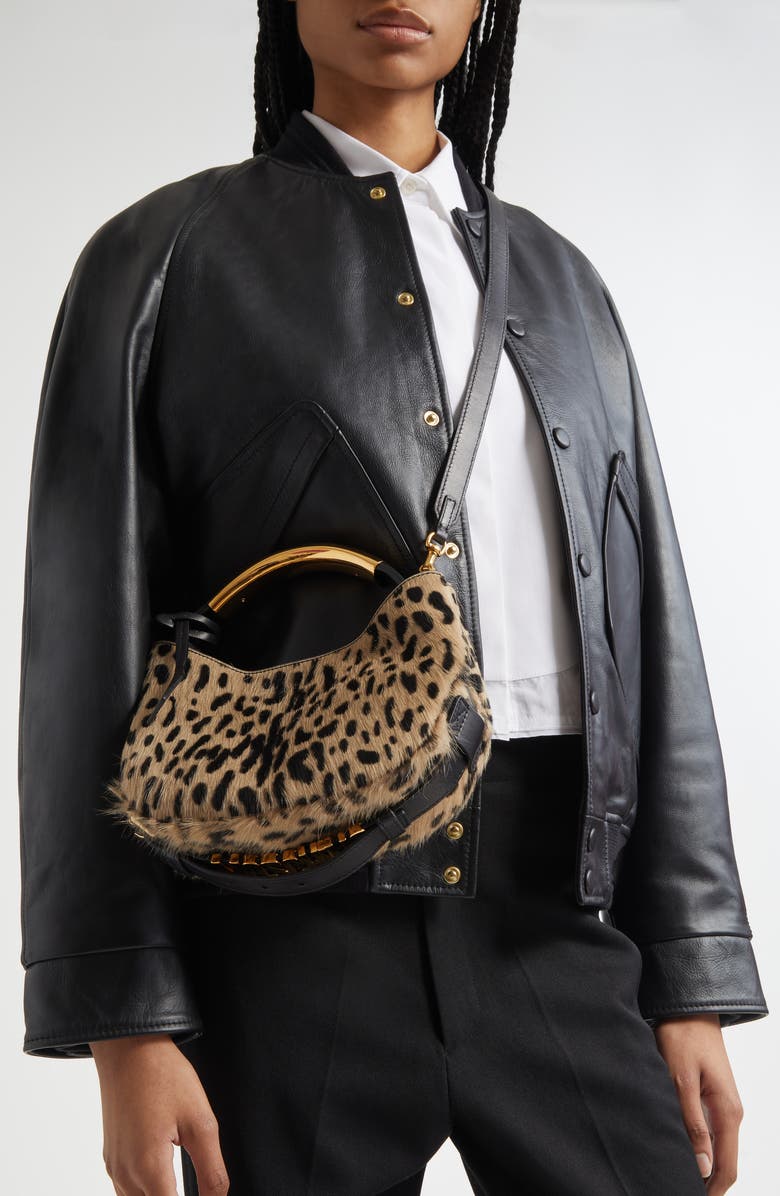 Moschino Handle Me Genuine Calf Hair Top Handle Bag, Alternate, color,