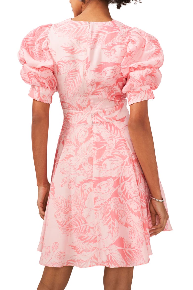 Floral Tiered Bubble Sleeve Minidress, Alternate, color, ROSE GAUZE
