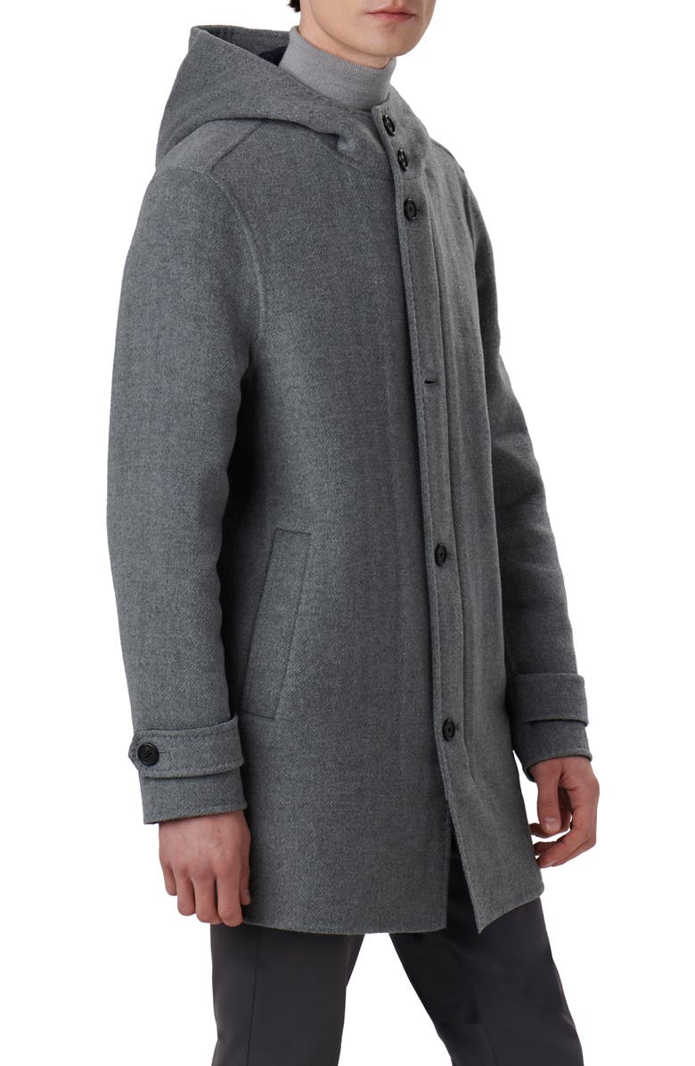 Bugatchi Water Resistant Wool & Cashmere Hooded Duffle Coat, Alternate, color, 