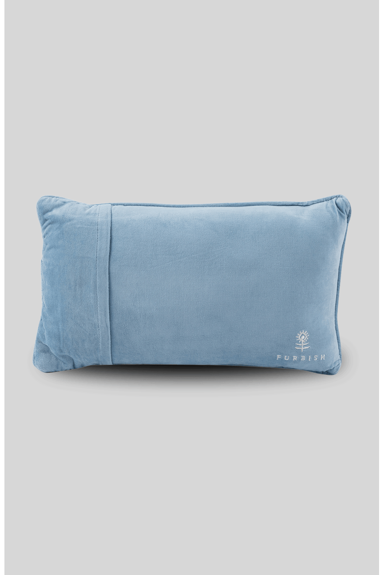 Go Find Less Needlepoint Pillow, Alternate, color, Blue