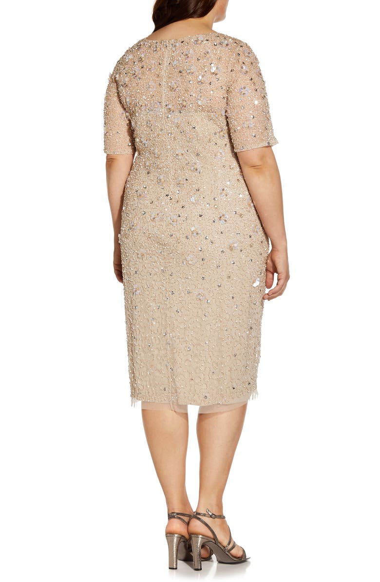 Adrianna Papell Beaded Cocktail Dress, Alternate, color, 
