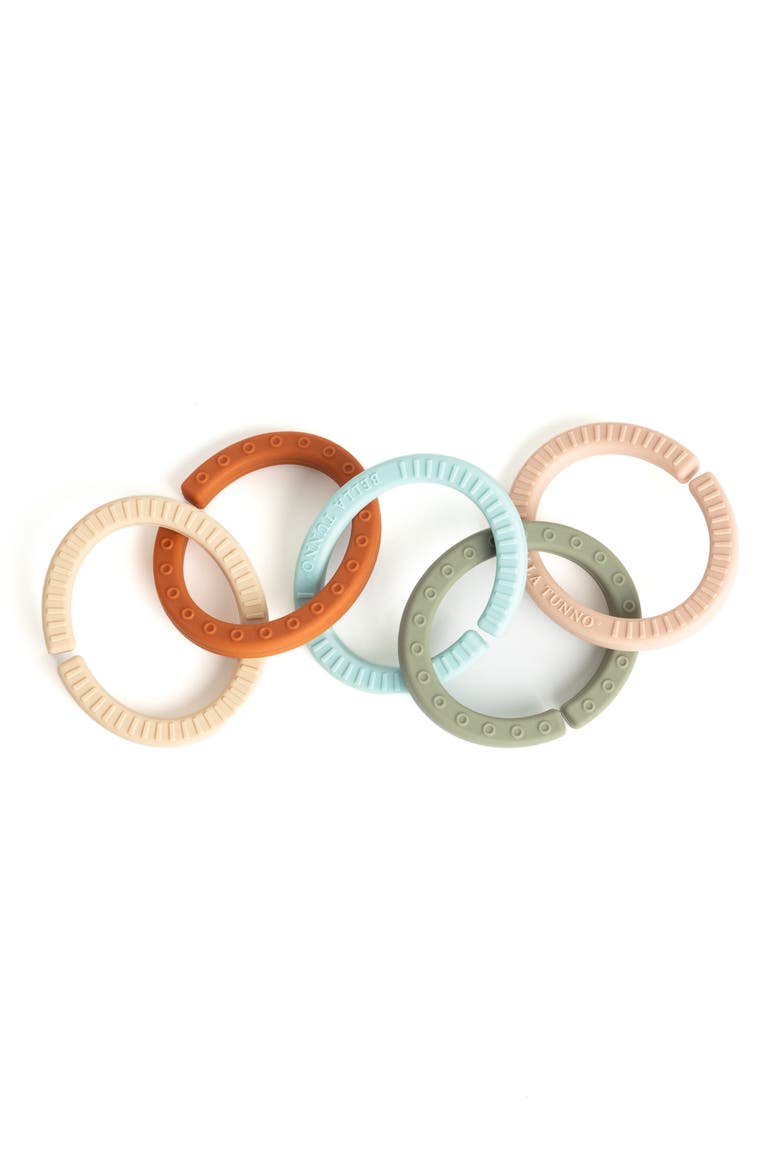 Set of 5 Happy Links Teething Rings, Alternate, color, MULTI