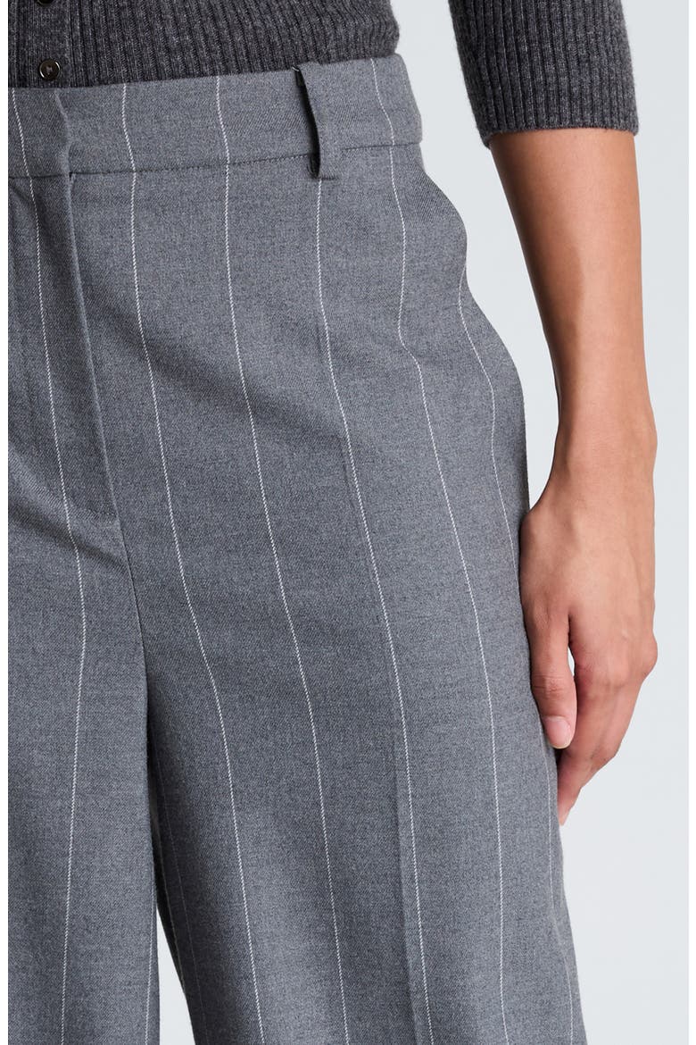 High Waist Pinstripe Wide Leg Pants, Alternate, color, MD HEATHER GREY/ WHITE