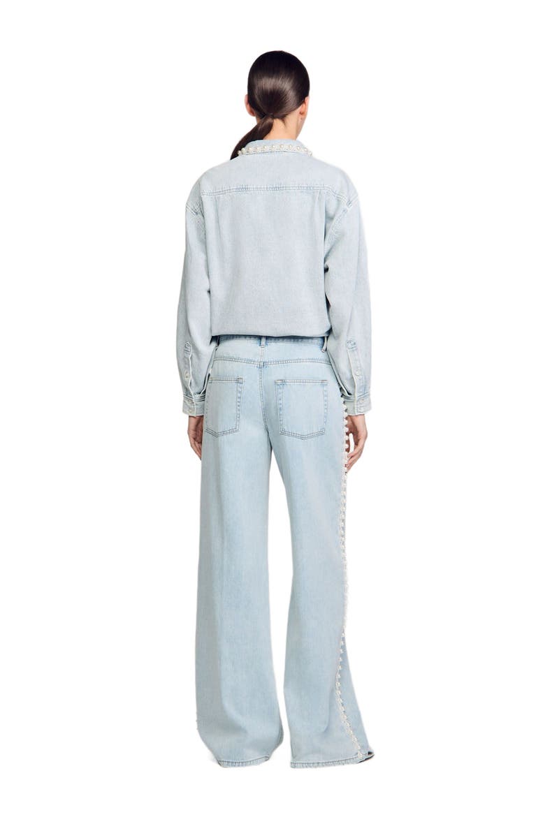 Beaded jeans, Alternate, color, Light bu jean