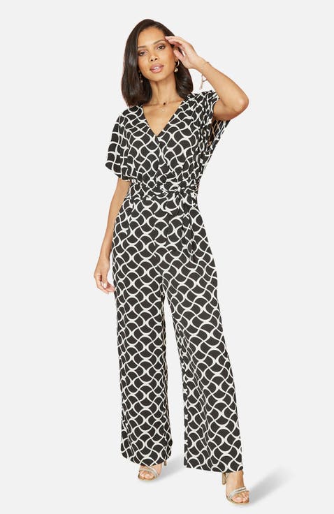 Geometric Print Wrap Jumpsuit