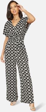 Yumi Geometric Print Wrap Jumpsuit