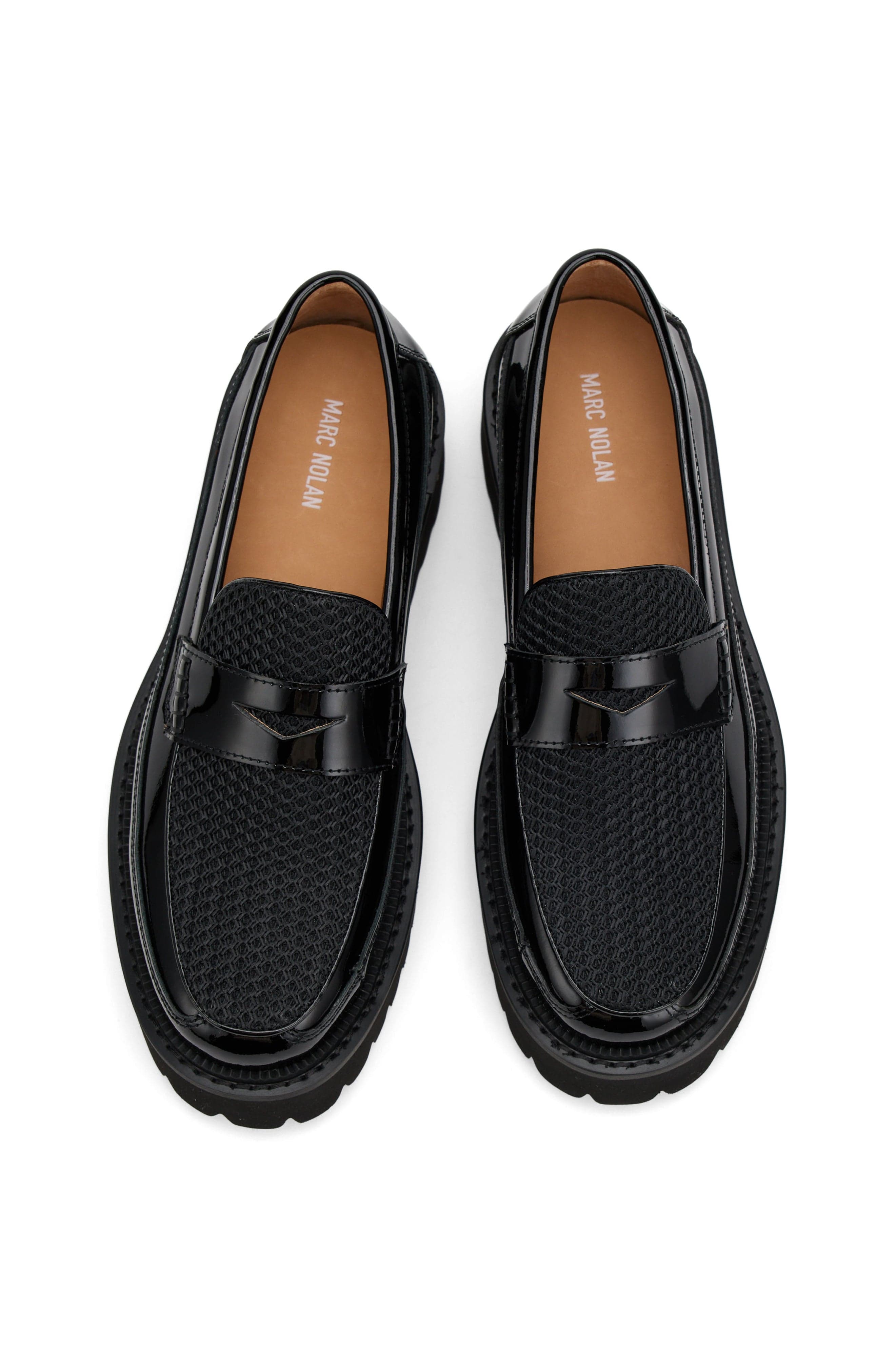 MARC NOLAN Ms. Adler Leather Lug Penny Loafers, Alternate, color, Black Patent