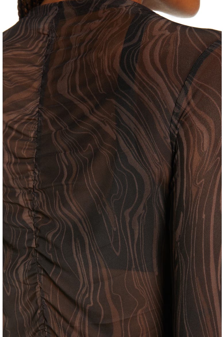 Women's Sheer Luck Long Sleeve Mesh T-Shirt, Alternate, color, BLACK SENAI PRINT