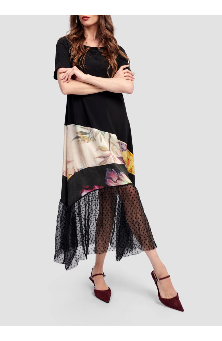 Alembika Mixed media pieced T-shirt dress, Alternate, color, 