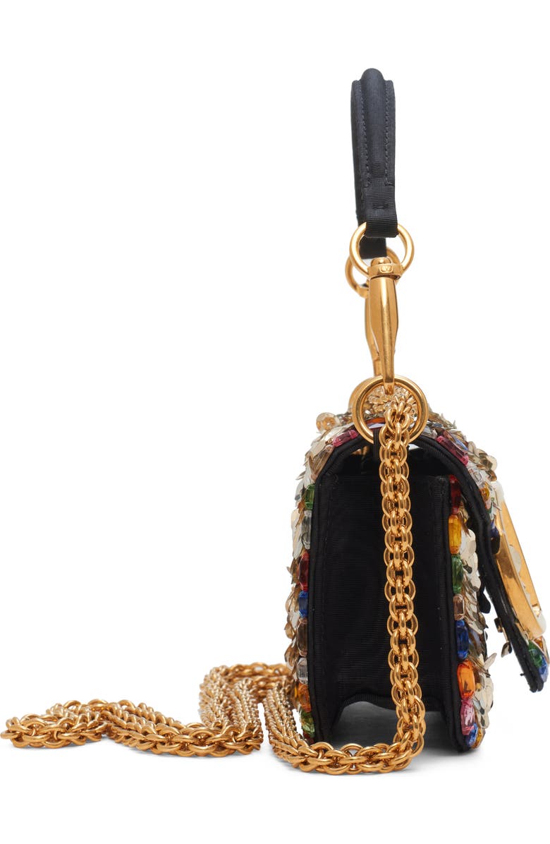 Valentino Garavani Small Locò VLOGO Paillette & Crystal Silk Satin Shoulder Bag, Alternate, color, Gold Multi