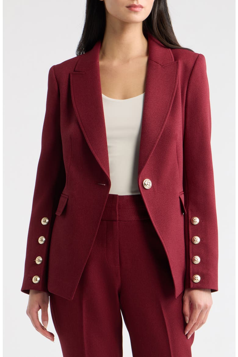 One-Button Structured Blazer, Alternate, color, CRANBERRY