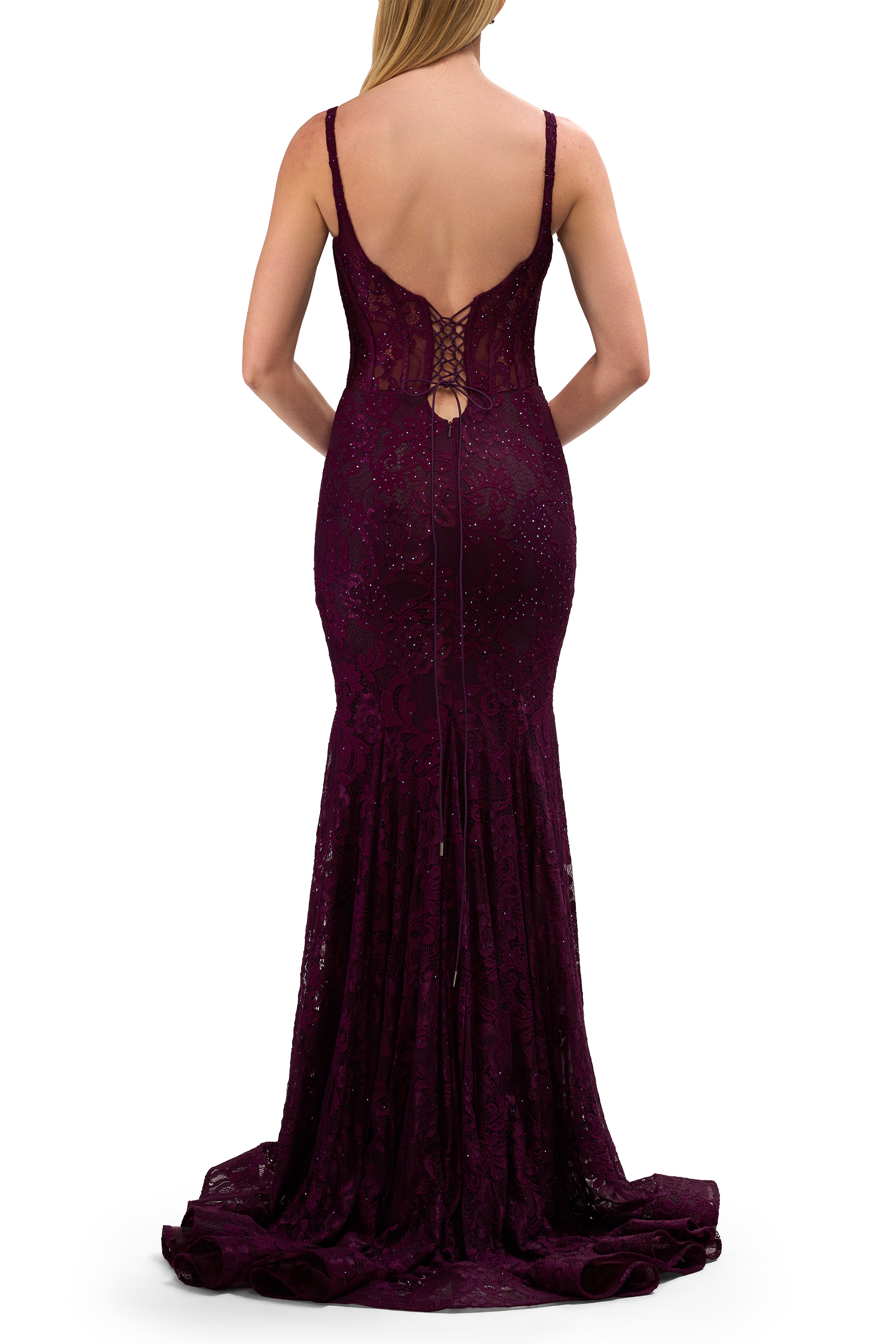 La Femme Mermaid Stretch Lace Gown with Corset Top (Women) | Nordstrom