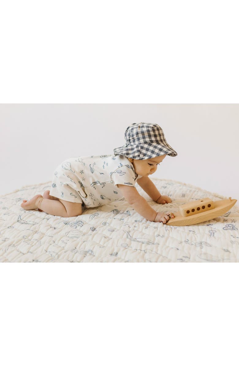 Pehr Life Aquatic Rolled Cuff Short Romper, Alternate, color,