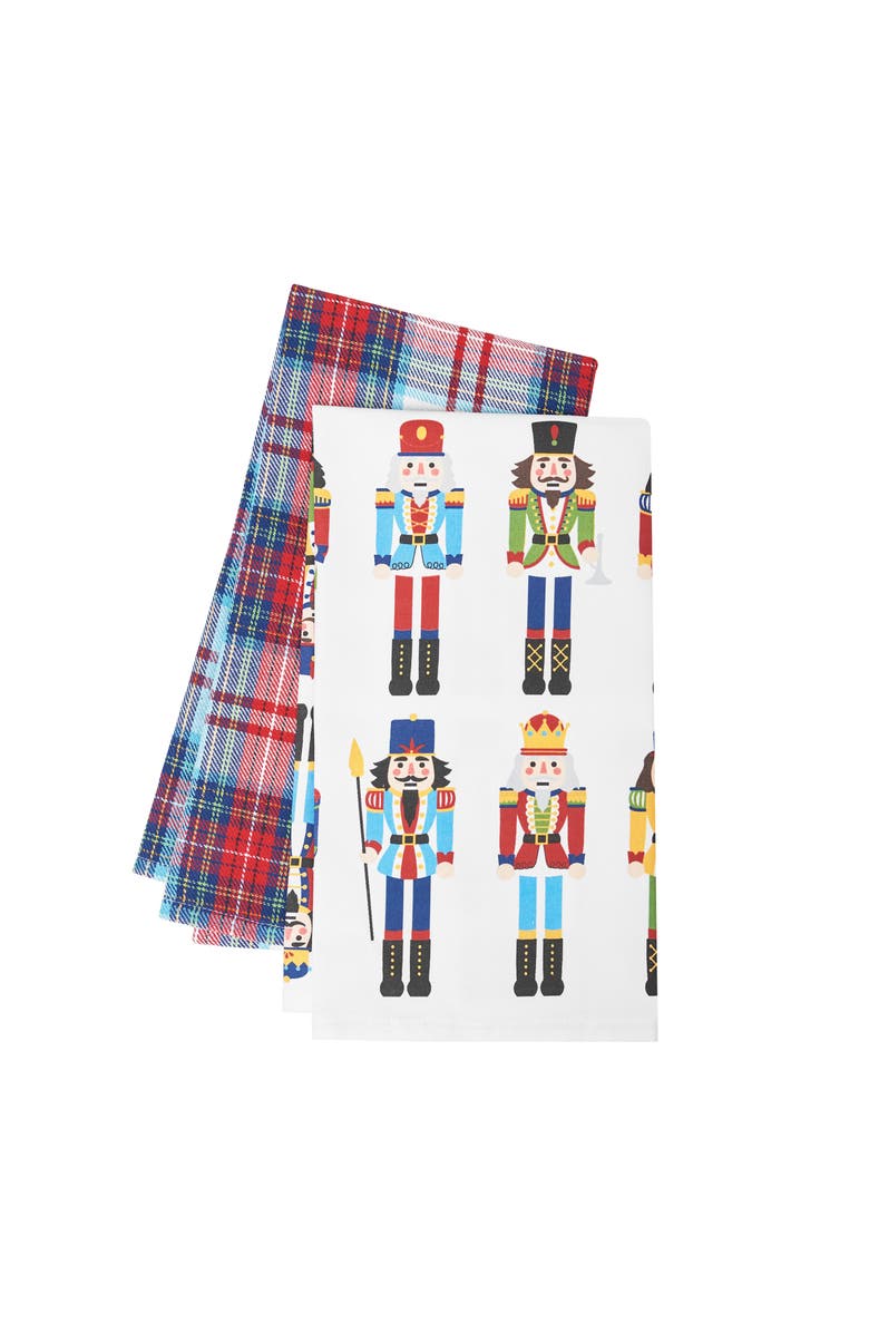C&F Home Nutcracker Plaid Printed & Woven Kitchen Towel Set of 2, Alternate, color, Blue
