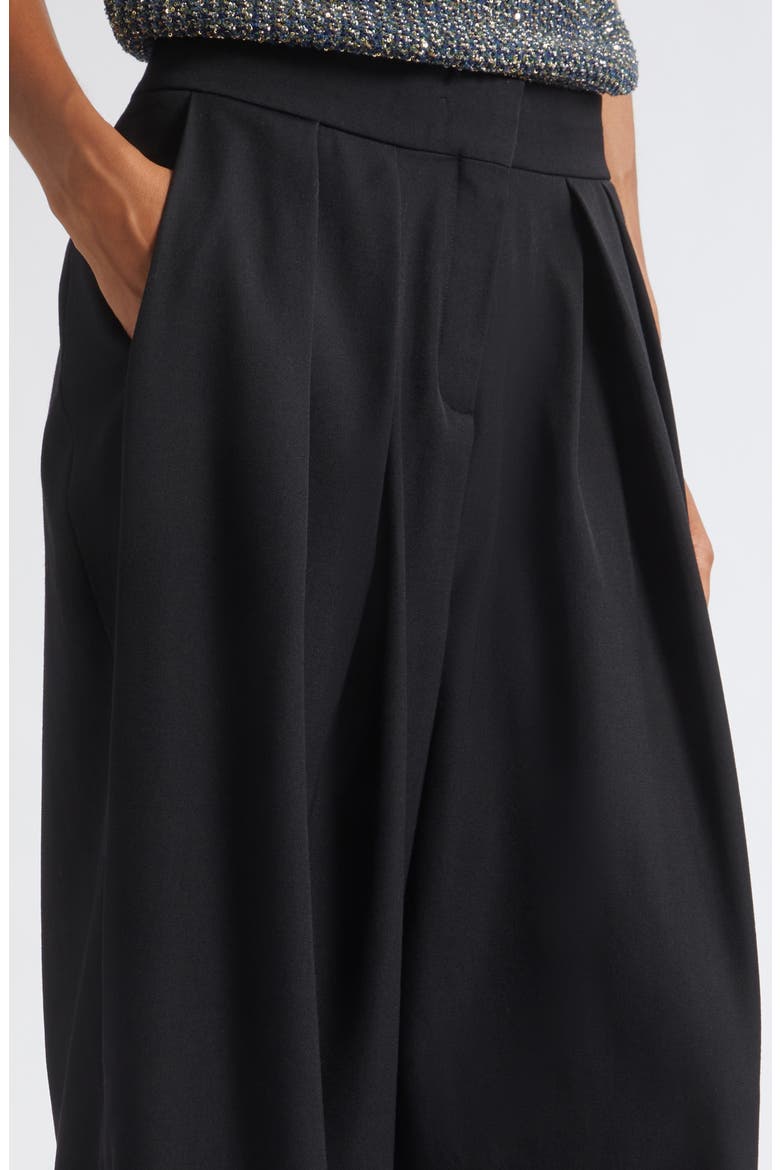High Waist Pleat Front Grain de Poudre Wool Pants, Alternate, color, 0PA BLACK