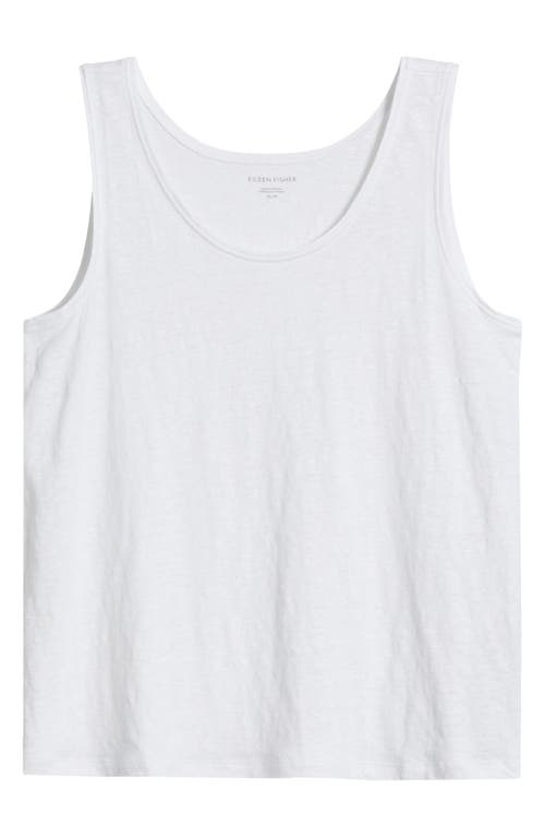 Eileen Fisher Scoop Neck Organic Linen Tank In White